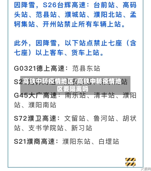 高铁中转疫情地区/高铁中转疫情地区要隔离吗